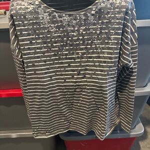 Gray Striped Sequin Women's Top p34